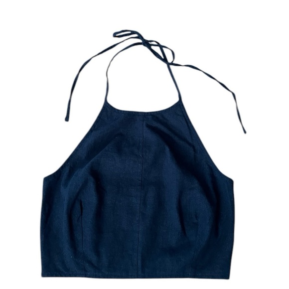 House of Harlow 1960 Tops - New House Of Harlow 1960 Women’s Halter Neck Crop Top Navy Blue